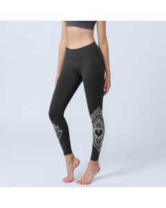 Buddha Stones Heart-shaped Petals Flowers Print Gym Leggings Women's Yoga Pants - Black / US4，UK/AU8，EU36 (S)