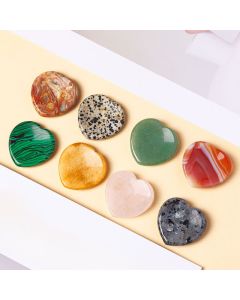 Buddha Stones Heart Worry Stone Opal Rose Quartz Motivation Crystal Decor 4*4*0.7cm - Natural Malachite(Color May Vary) / 4*4*0.7cm