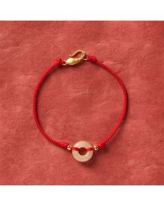 Buddha Stones Hetian Jade Peace Buckle Koi Fish Clasp Red String Lucky Bracelet - Jade(Wrist Circumference 17–18cm)