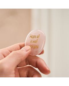 Buddha Stones Hope All Is Well With You Natural Rose Quartz Palm Stone Compassion Crystal Decor - Rose Quartz 3.5*4.5*0.7cm
