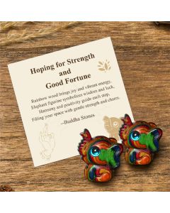 Buddha Stones "Hoping for Strength and Good Fortune" 2Pcs Mini Elephant Includes Gift Message Card - Elephant 1.9*2.6*3.2cm / Deluxe Gift Bag (+$9.59)