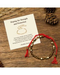 Buddha Stones "Hoping for Strength and Protection" Copper Beads Bracelet Includes Gift Message Card - Red rope / Deluxe Gift Bag (+$9.59)