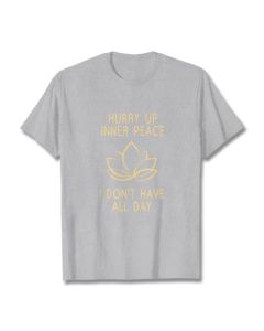 Buddha Stones HURRY UP INNER PEACE Tee T-shirt - LightCyan / Lotus Lines / XXL