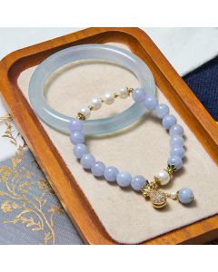 Buddha Stones Inner Peace And Stress Relief Aquamarine Jade Blue Bracelet Bangle Bundle - Bracelet&Bangle 64-66mm