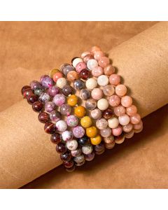 Buddha Stones Inspire Creativity Orange Red Series Passion Courage Bracelet - Fossil Coral(Wrist Circumference: 14-16cm)
