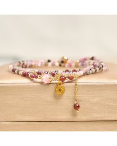 Buddha Stones 2.5 mm Irregular Beads Colored Tourmaline Coin Wisdom Bracelet - Tourmaline(Wrist Circumference: 15-21cm)