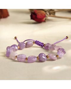 Buddha Stones Irregular Shape Amethyst Braid String Balance Bracelet - Amethyst(Wrist Circumference 15-20cm)