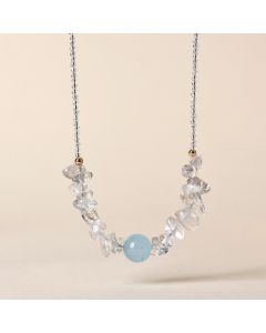 Buddha Stones Irregular White Crystal Aquamarine Bead Healing Necklace Pendant - White Crystal& Aquamarine