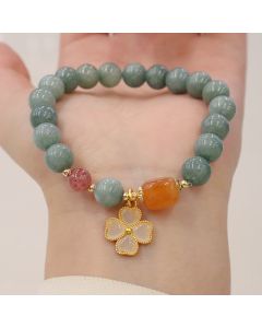 Buddha Stones Jade Four Leaf Clover Charm Prosperity Bracelet - Jade(Prosperity♥Abundance)