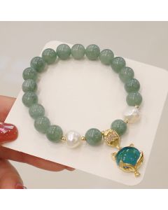 Buddha Stones Jade Pearl Color-Changing Fox Charm Luck Bracelet - Jade(Prosperity♥Abundance)(Wrist Circumference 14-16cm)