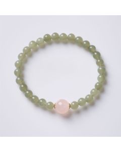 Buddha Stones Jade Rose Quartz Harmony New Chinese Style Bracelet - Jade Rose Quartz(Wrist Circumference: 5.5–5.9 in/14–15 cm)