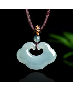 Buddha Stones Jade Ruyi Cloud Chinese Lock Charm Luck Pendant Necklace - Chinese Lock Charm