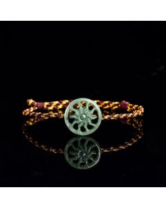 Buddha Stones Jade Sun Braided Rope Abundance Bracelet - Jade(Wrist Circumference 15-17cm)