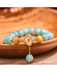 Buddha Stones Jade Yellow Tiger Eye Prosperity Bracelet - Jade Yellow Tiger Eye(Wrist Circumference: 14-16cm)