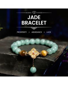 Buddha Stones Jade Yellow Tiger Eye Prosperity Bracelet - Jade Yellow Tiger Eye(Wrist Circumference: 14-16cm)