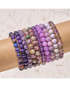 Buddha Stones Keep Calm Purple Series Healing Love Bracelet - Tourmaline(Wrist Circumference: 14-16cm)
