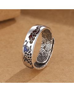 Buddha Stones Koi Fish Auspicious Cloud Design Luck Wealth Ring - Koi Fish(Luck♥Prosperity)
