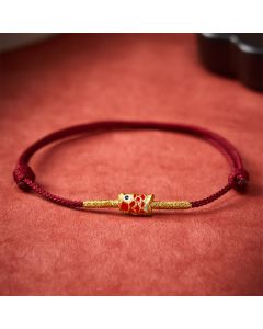 Buddha Stones Koi Fish Luck Hand-Woven Red String Bracelet - Dark Red(Wrist Circumference 5.9-7.5 in / 15-19 cm)