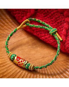Buddha Stones Koi Fish Luck Hand-Woven String Bracelet - Blue Without Accessory