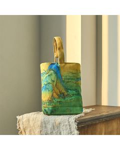 Buddha Stones Landscape Painting Canvas Handbag - Landscape painting 15*8*22cm