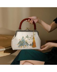 Buddha Stones Landscape Painting Jacquard Handbag Crossbody Bag - Landscape Painting Jacquard 27*8*16cm