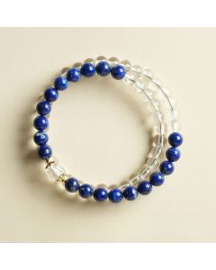 Buddha Stones Lapis Lazuli Clear Quartz Balance Beaded Bracelet - Double-wrap Lapis Lazuli(Wrist Circumference 14-15cm)