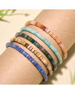 Buddha Stones Lapis Lazuli Truth Straight Cut Flat Bead Bracelet - Lapis Lazuli(Wrist Circumference: 5.9–6.3 in / 15-16 cm)