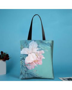 Buddha Stones Large Capacity Handmade Canvas Ink Lotus Dragonfly Shoulder Bag Shopping Bag - Dragonfly(31*35cm)
