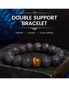 Buddha Stones Lava Rock Tiger Eye Stone Peace Healing Bracelet - Lava Rock(Wrist Circumference 17 cm)