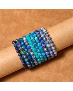 Buddha Stones Let The Past Go Blue Series Calm Tranquility Bracelet - Blue Grey Lazurite(Wrist Circumference: 14-16cm)