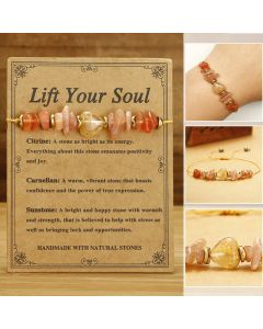 Buddha Stones Lift Your Soul Citrine Carnelian Sun Stone Happiness Bracelet - Lift Your Soul(Wrist Circumference 14-24cm)