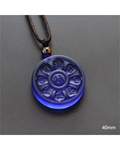 Buddha Stones Liuli Manjusri Lotus Enlightenment Necklace - Blue(Necklace Length: 45cm)