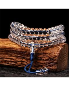 Buddha Stones Liuli 108 Flat Beads Spiral Rope Wisdom Mala - Green String