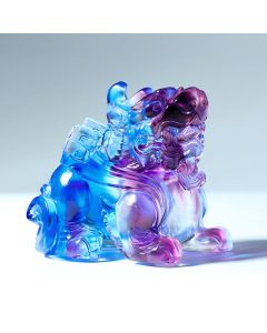 Buddha Stones Liuli Crystal Pixiu Wealth Luck Home Decoration - A Pair Of Yellow(Male and Female)