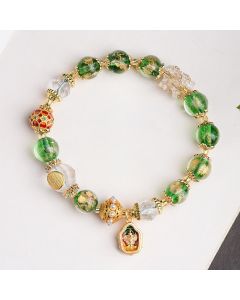 Buddha Stones Liuli Glass 925 Sterling Silver Copper Keep Away Evil Spirits Bracelet - Liuli Glass 925 Sterling Silver(Wrist Circumference: 16-17cm)