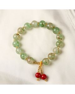Buddha Stones Liuli Glass Bead Blessing Harmony Bracelet - Purple