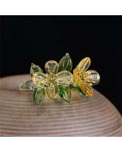Buddha Stones Liuli Osmanthus Flower Wisdom Ring - Osmanthus(Color Shape and Size May vary)