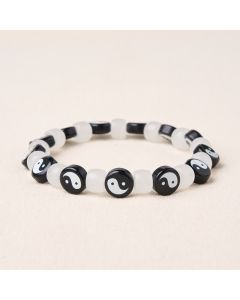 Buddha Stones Liuli Yin Yang Black And White Beads Balance Bracelet - Yin Yang (Wrist Circumference: 6.3–6.7 in/16–17 cm)