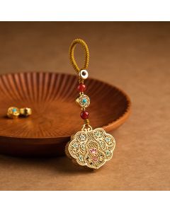 Buddha Stones Lock of Good Wishes Fu Character Luck Blessing Key Chain - Lock of Good Wishes