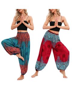 Buddha Stones Loose Circle-shaped Flowers Pattern Harem Trousers Women's Yoga Pants - Purple(Fit for US4-8/10; UK/AU8-12/14; EU36-40/42)