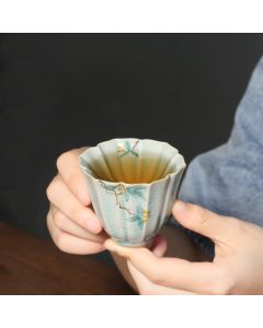 Buddha Stones Loquat Dogwood Hawthorn Morning Glory Ceramic Teacup Kung Fu Tea Cup - Morning Glory 7cm*5.7cm*75ml