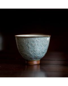 Buddha Stones Lotus Carved Ceramic Teacup Kung Fu Tea Cup - 7cm*5.5cm*95ml
