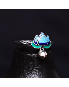 Buddha Stones Lotus Flower Pattern Enlightenment Ring - LOTUS SYMBOL(Enlightenment♥New Beginning)