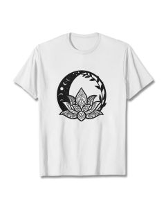 Buddha Stones Lotus Flower Sun Moon Intertwining Vines Tee T-shirt - LightGrey / 2XL