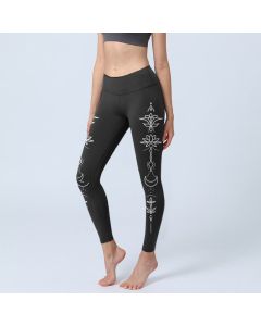 Buddha Stones Lotus Half Moon Pattern Gym Leggings Women's Yoga Pants - Black / US18，UK/AU22，EU50 (4XL)