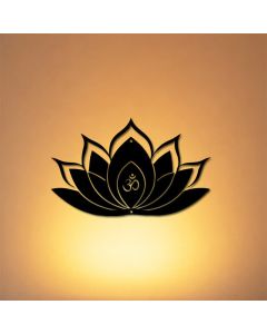 Buddha Stones Lotus OM Mindfulness Zen Silhouette Iron Meaningful Symbols Wall Art - Approx. 25cm x 15.44cm x 0.1cm / 9.84in x 6.08in x 0.04in