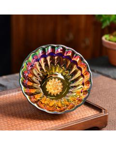Buddha Stones Lotus Peacock Inlaid Multicolored Chinese Jianzhan Ceramic Teacup Kung Fu Tea Cup - Peacock 9.2cm*5cm*120ml