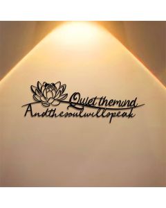 Buddha Stones Lotus Quote Quiet The Mind And The Soul Will Speak Meaningful Symbols Wall Art - Approx. 25cm x 8.55cm x 0.1cm / 9.84in x 3.37in x 0.04in