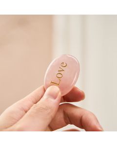 Buddha Stones LOVE Engraved Natural Rose Quartz Palm Stone Healing Crystal Decor - Rose Quartz 4-4.5*3-3.5cm