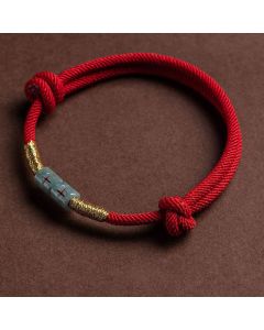Buddha Stones Luck Jade String Rope Bracelet - Brown(Wrist Circumference 14-20cm)